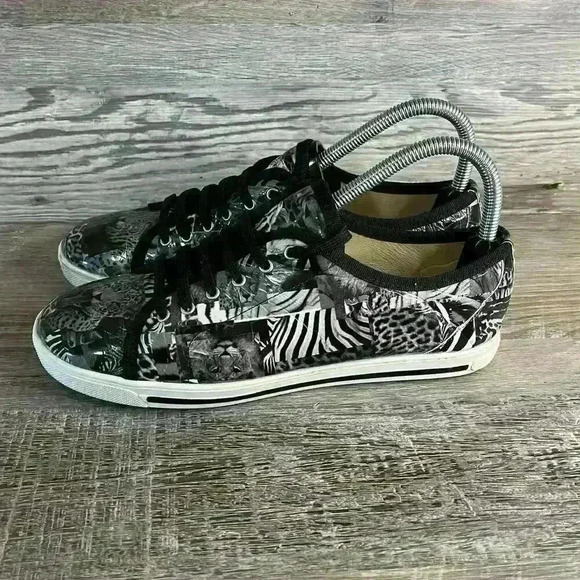 FS/NY Black Animal Hampton Leather Sneakers French Sole - Picture 7 of 7